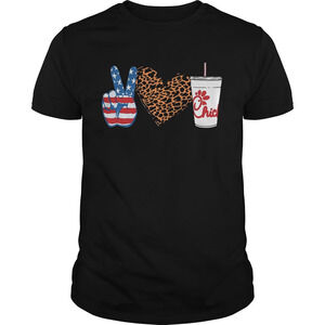 Peace Hand Leopard Print Heart Chick A Fil Shirt
